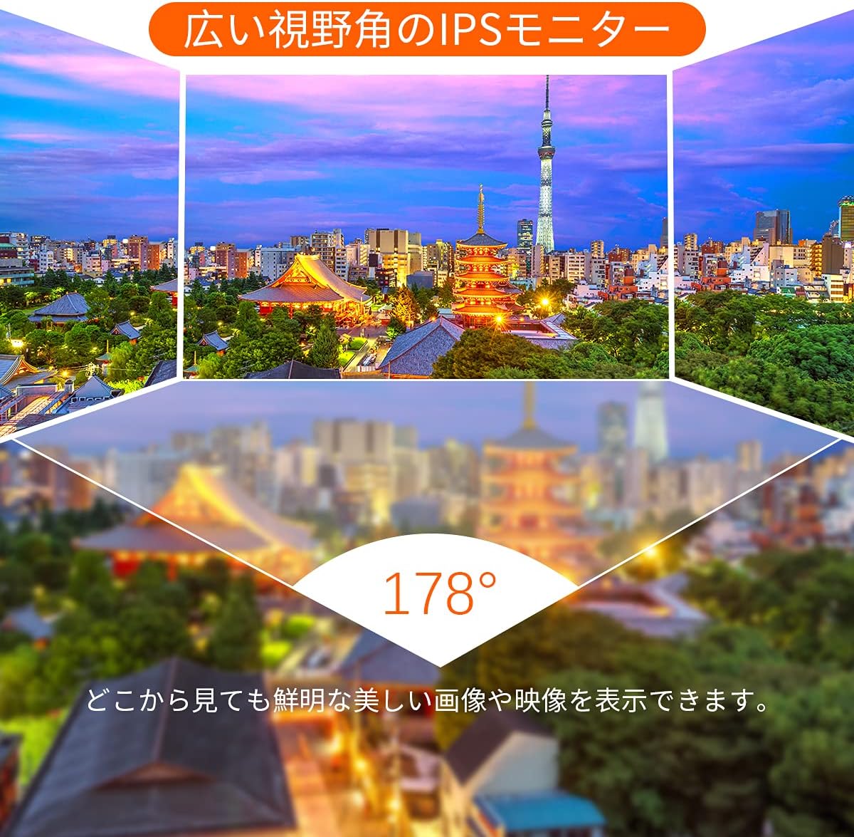 Place the mouse over the image to enlarge it (IPS panel, full field of view 178°) 13.3 inch monitor LCD screen with HDMI/BNC/VGA/USB/AV functions Display (1920x1080) Black