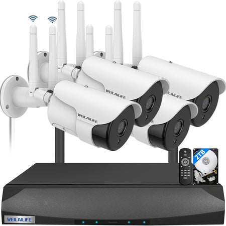 WEILAILIFE  防犯カメラセット  2台 Amazon.co.jp: 【双方向通話・ダブルアンテナ信号強化・130° 超