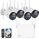 画像をギャラリービューアに読み込む, 【双方向通話・ダブルアンテナ信号強化・130° 超広角】防犯カメラセット ワイヤレス 4台 屋内屋外 監視カメラ 視カメラ・録画機セット セキュリティ対策 スマホ対応 ネットワーク