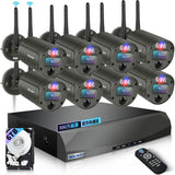 画像をギャラリービューアに読み込む, 【双方向通話・赤青ランプ警告・130° 超広角】WEILAILIFE 防犯カメラセットワイヤレス8台 屋外 ワイヤレス屋内 監視カメラセット 監視カメラシステム セキュリティネットワーク 無線 スマホ対応 録画機付き