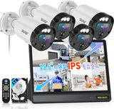 画像をギャラリービューアに読み込む, 【800万画素・双方向通話・130°超広角】 WEILAILIFE 有線 モニター付き poe 防犯カメラセットランキング 4台 防犯カメラ 屋内 屋外防犯カメラセット防犯カメラ poe給電